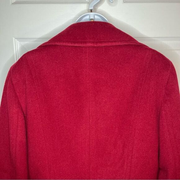 Calvin Klein Burgundy Wine Red Pea Coat Double Breasted Winter Wool Blend 10 - Picture 10 of 13
